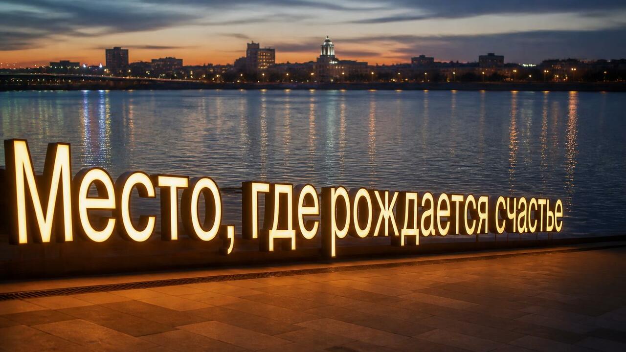 На набережной Кургана установили светящуюся над...