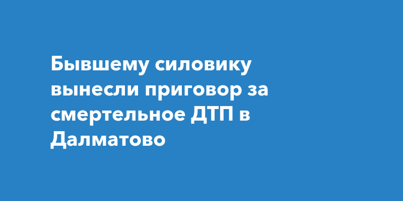 Бывшему силовику вынесли приговор за смертельное ДТП в Далматово