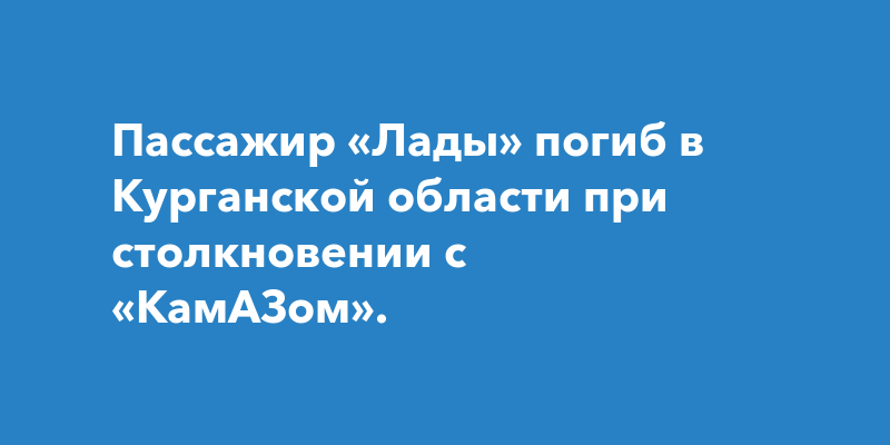 Пассажир «Лады» погиб в Курганской области при столкновении с «КамАЗом».